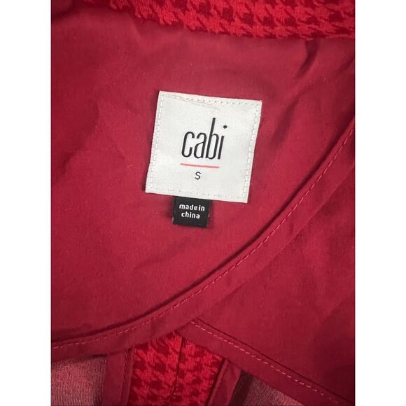 Cabi Celebration Women Jacket Coat Size S Red Houndstooth Ruffle Button Front - Picture 8 of 12